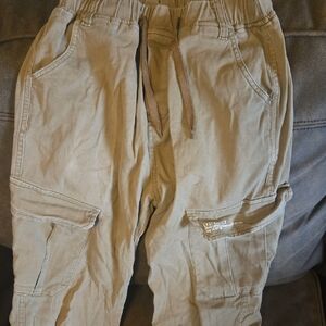 Tan Cargo Drawstring Jogger Pants